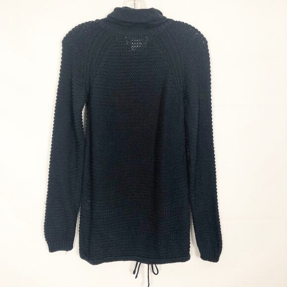 Collection L Long Line Cowl Neck Open Knit Blue Sweater Size 6 - Picture 7 of 11